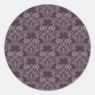Adesivo Redondo 20 Carrinho de Envelope de Casamento Roxo Damask