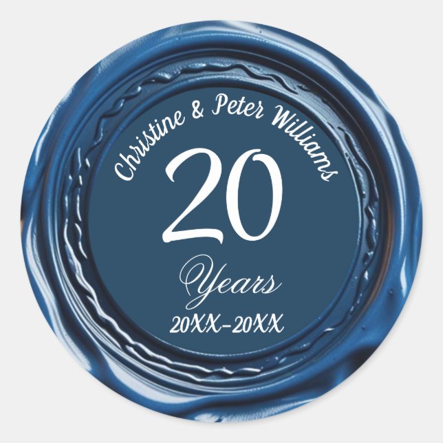 Adesivo Redondo 20 China Wedx Blue Wax Seal Sticker (Frente)