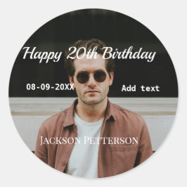 Adesivo Redondo 20 de feliz simples data add name mod