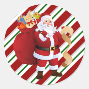 Adesivo Redondo 20 Focos de Envelope Papai Noel de Natal