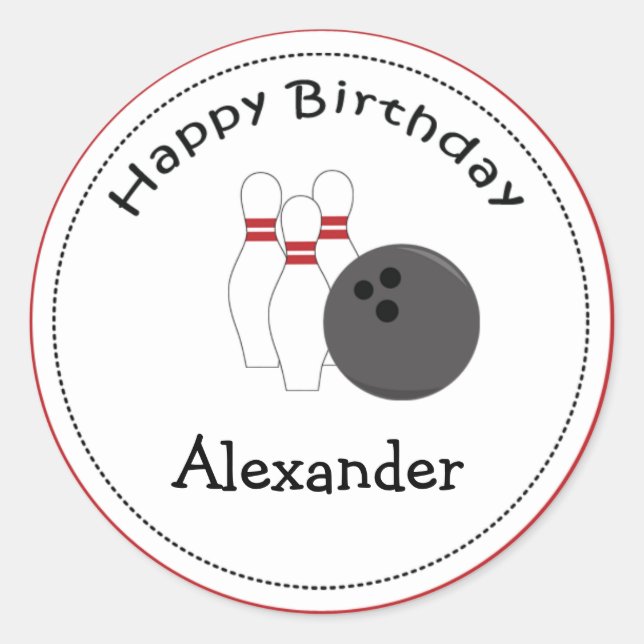 Adesivo Redondo 20 Parte de Boliches Personalizáveis de Toppers de (Frente)