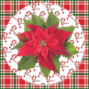 Adesivo Redondo 20 Vedantes De Envelope De Poinsettia Candy De Nat