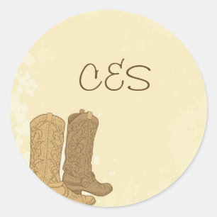 Adesivo Redondo 20 Vinhetas-Favoritos de Casamento de Cowboy