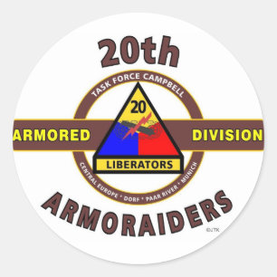 Adesivo Redondo 20o DIVISÃO BLINDADA "ARMORAIDERS "
