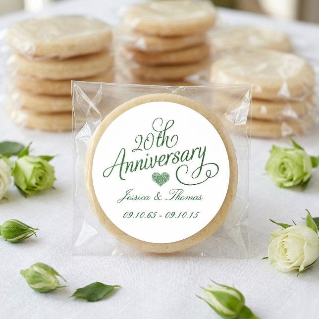 Adesivo Redondo 20th Emerald Wedding Anniversary Paper Plates (Criador carregado)