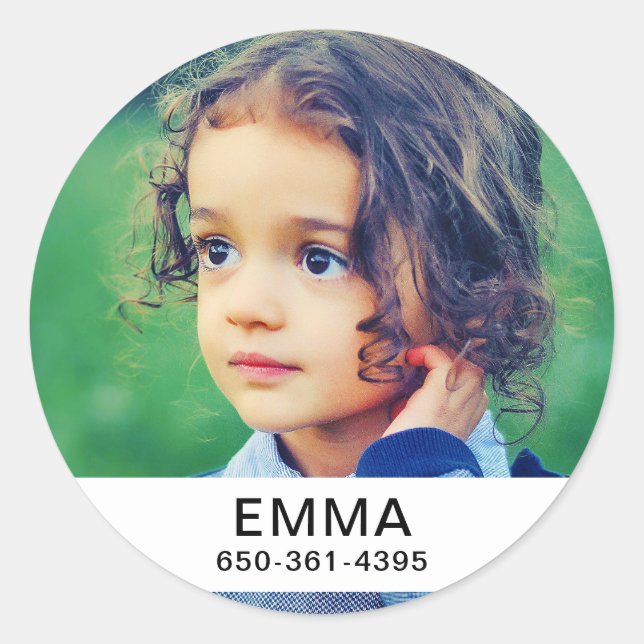 Adesivo Redondo 20x Pertencentes Rotula Sua Foto, Nome e Número (Frente)