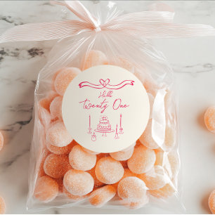 Adesivo Redondo 21 ruas Vívidas, Rosa, Garrafas De Bolo-De-Mão, An