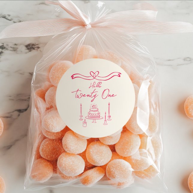 Adesivo Redondo 21 ruas Vívidas, Rosa, Garrafas De Bolo-De-Mão, An (Criador carregado)