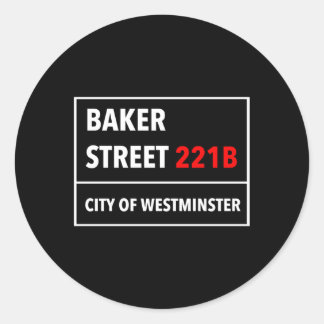Adesivo Redondo 221B-Street Baker Style Of A London Uk W1 Street S
