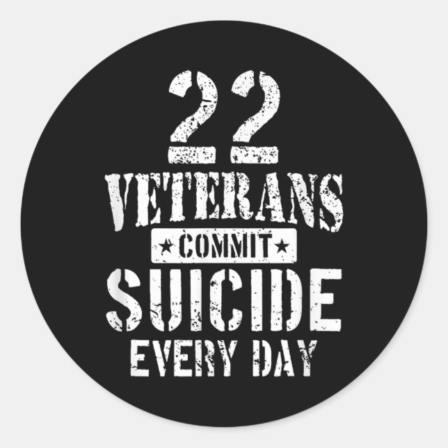 Adesivo Redondo 22 Veteranos Afastados Cometem Suicídio Todos Os D (Frente)