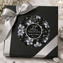 25º Aniversário de Casamento Silver Glitter Floral