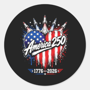 Adesivo Redondo 250º Aniversário 250 Anos Bandeira Aamerica EUA