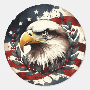 Adesivo Redondo 250º Aniversário Águia Patriótica Americana