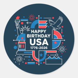 Adesivo Redondo 250º aniversário da América