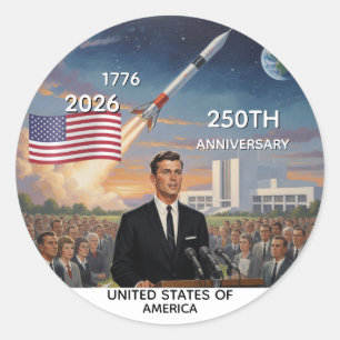 Adesivo Redondo 250º Aniversário EUA, Bandeira Americana / Patriót