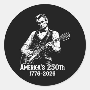 Adesivo Redondo 250 Aniversário EUA Abe 16º Presidente Guitarra 25