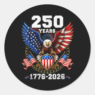 Adesivo Redondo 250 Aniversário EUA Patriótico 250 Anos Americano