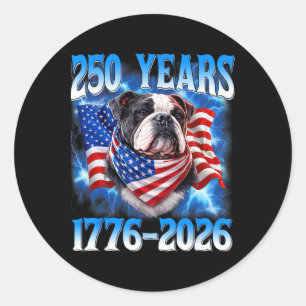 Adesivo Redondo 250 Ano Americano 250º Aniversário EUA Cachorro 4