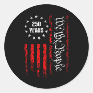 Adesivo Redondo 250 Anos 1776-2026 250º Aniversário Usa Patriótico