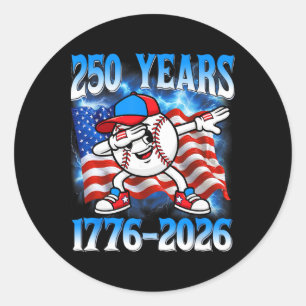 Adesivo Redondo 250 Anos 1776 2026 250º Baseball Bandeira American
