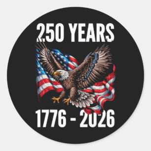 Adesivo Redondo 250 Anos 1776-2026 Bandeira Águia Patriótica 2026