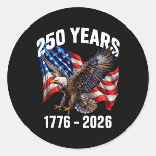 Adesivo Redondo 250 Anos 1776-2026 Bandeira Águia Patriótica 2026 