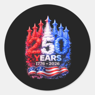 Adesivo Redondo 250 Anos 1776–2026 Patriótico 4 de Julho Americano