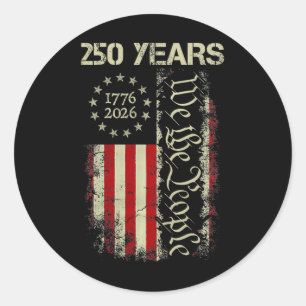 Adesivo Redondo 250 Anos América 1776 2026 Nós O Povo Bandeira EUA