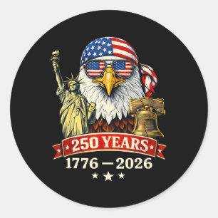 Adesivo Redondo 250 Anos American 1776-2026 250º Aniversário 250º