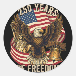 Adesivo Redondo 250 Anos Americano 1776-2026 250º Aniversário 250º