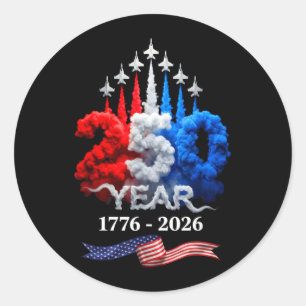 Adesivo Redondo 250 Anos Americano 1776 2026 250º Aniversário 4 de