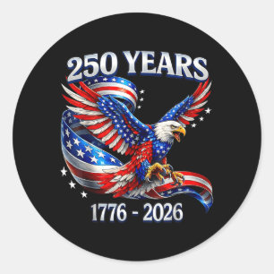 Adesivo Redondo 250 Anos Americano 1776 2026 250º Aniversário EUA
