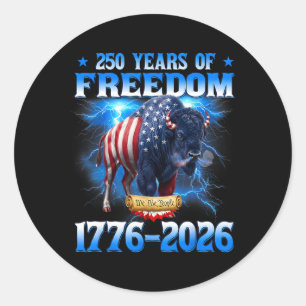 Adesivo Redondo 250 Anos Americano 1776 2026 250º Aniversário EUA 