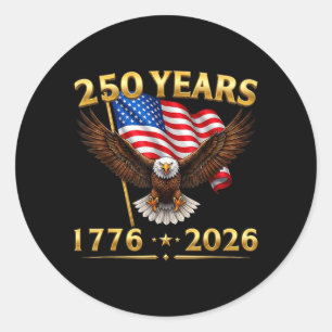 Adesivo Redondo 250 Anos Americano 1776 2026 250º Aniversário EUA