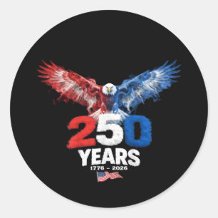 Adesivo Redondo 250 Anos Americano 1776 2026 250º EUA Patriótico 