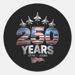 Adesivo Redondo 250 Anos Americano 1776 2026 250º EUA Patriótico 
