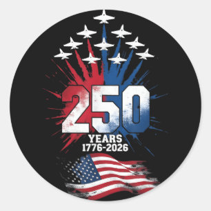 Adesivo Redondo 250 Anos Americano 1776 2026 4 de Julho 250º EUA