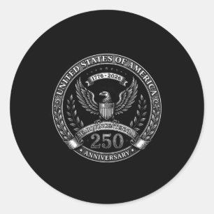 Adesivo Redondo 250 Anos Americano 250º Aniversário do 4 de Julho