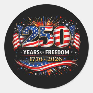 Adesivo Redondo 250 Anos Bandeira Americana 1776-2026 250º Anivers