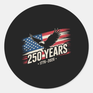 Adesivo Redondo 250 Anos Bandeira Americana 250º Aniversário EUA