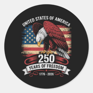Adesivo Redondo 250 Anos Bandeira Dos EUA Aniversário 250º America