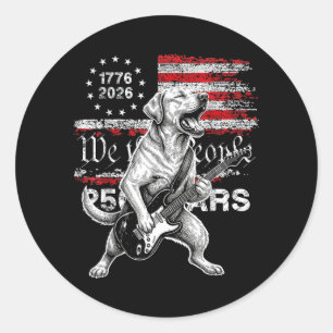 Adesivo Redondo 250 Anos Bandeira Labrador Tocando Violão - Engraç