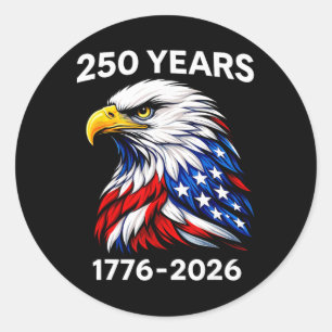 Adesivo Redondo 250 Anos De Águia Da Liberdade Americana Bandeira