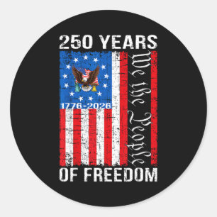 Adesivo Redondo 250 anos de aniversário americano 250º bandeira do