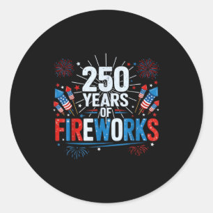 Adesivo Redondo 250 anos de fogos de artifício 1776-2026 semiquinc