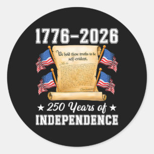 Adesivo Redondo 250 Anos De Independência Americana 1776 2026 EUA