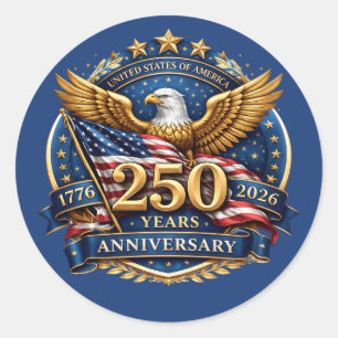 Adesivo Redondo 250 Anos de Independência Americana Patriótica 