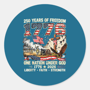 Adesivo Redondo 250 anos de liberdade 1776 uma nação sob deus eua