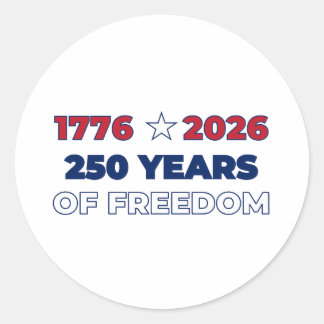 Adesivo Redondo 250 Anos de Liberdade América 1776 2026 Patriótico