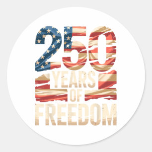 Adesivo Redondo 250 Anos De Liberdade Patriótico Bandeira American